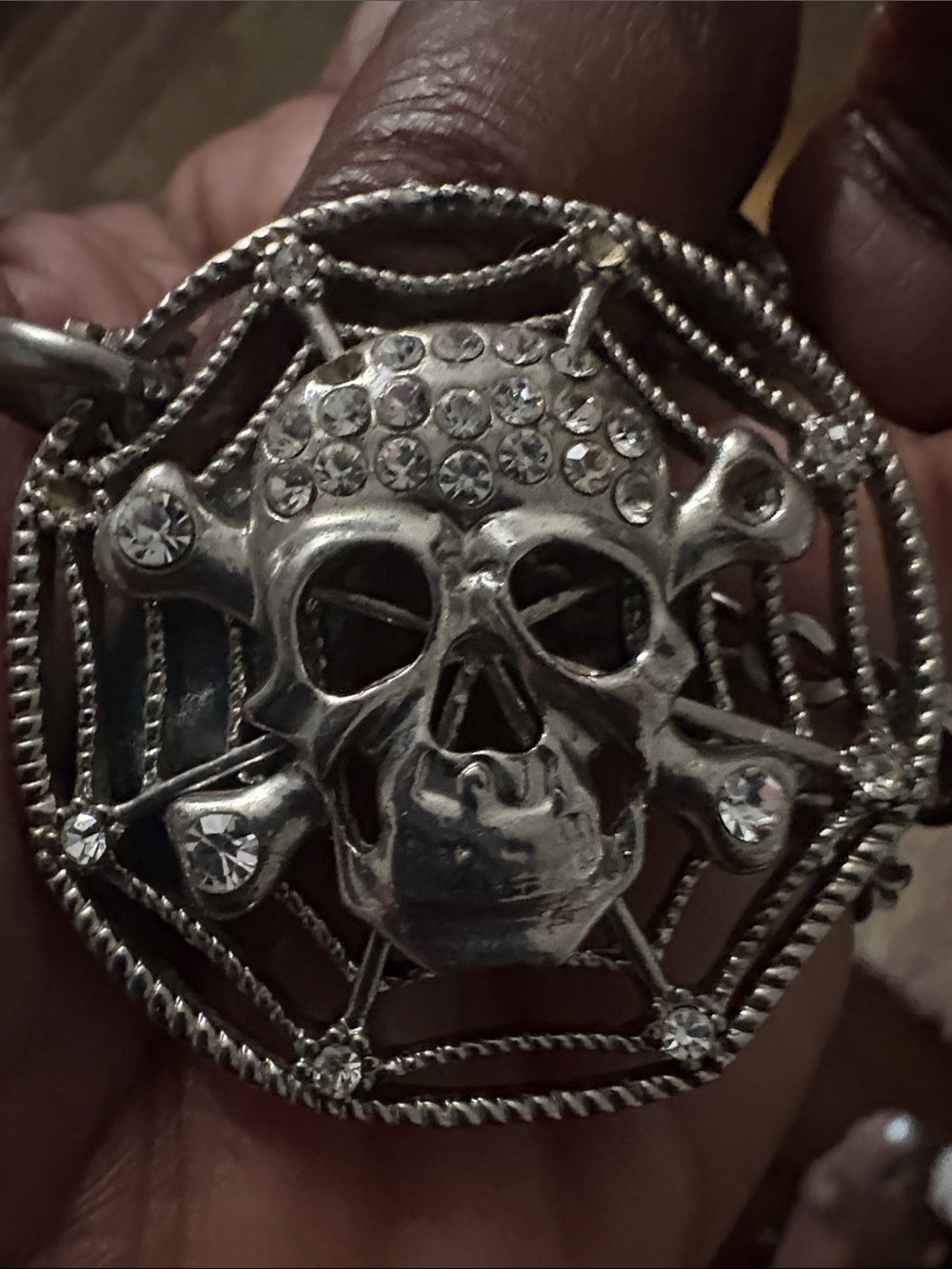 Silver Crystal Skull Pendant Necklace - Women’s Gothic Jewelry